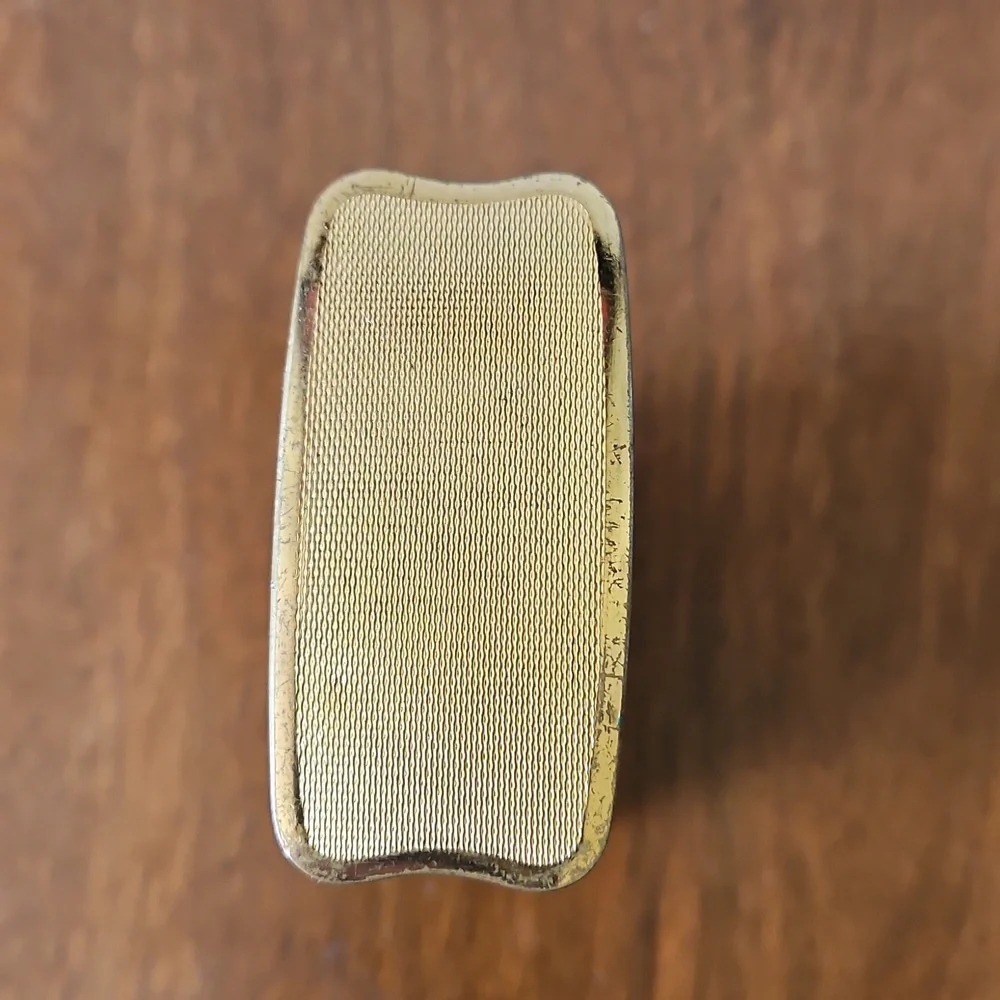 Vintage Metal Trinket Box With Green Lid